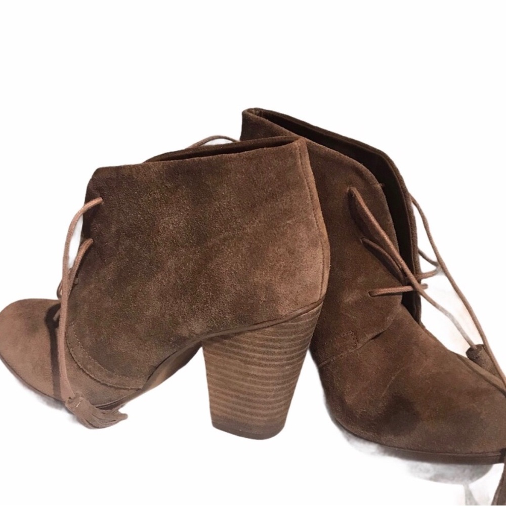 Bjorndal Harlow Brown Suede Ankle Booties shoes lace up size 9
